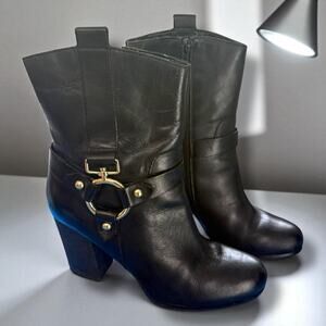 Guess Dari Stack Heel High Harness Bootie EUC